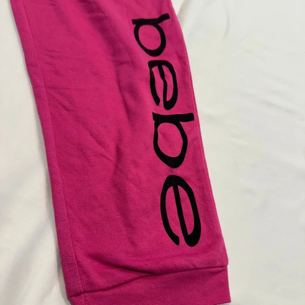 Bebe 2 Piece Lounge Set Logo Sweatshirt Joggers Pink Size Small Excellent